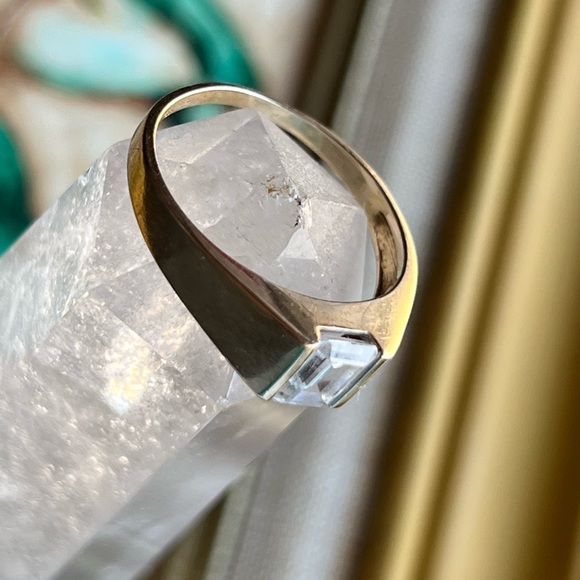 vintage 14K gold CZ mens ring - Picture 4 of 16